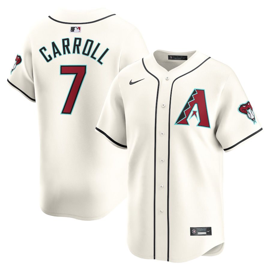 Men Arizona Diamondback 7 Corbin Carroll Nike White Home Limited Player MLB Jersey